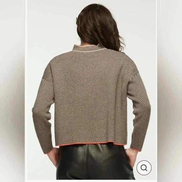 Zaket & Plover Womens Sz M Black/Brown Stripe Pullover Sweater Cotton Cashmere - Picture 2 of 8